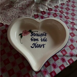 Clay Design Heart-Shaped Ceramic Dish with Floral Design
